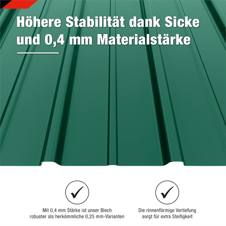 SMART 12 Stück Trapez-Abdeckblech Profilblech Premium-Blech Stärke 0,4 mm 125 x 45 cm 6,75 m² inkl.