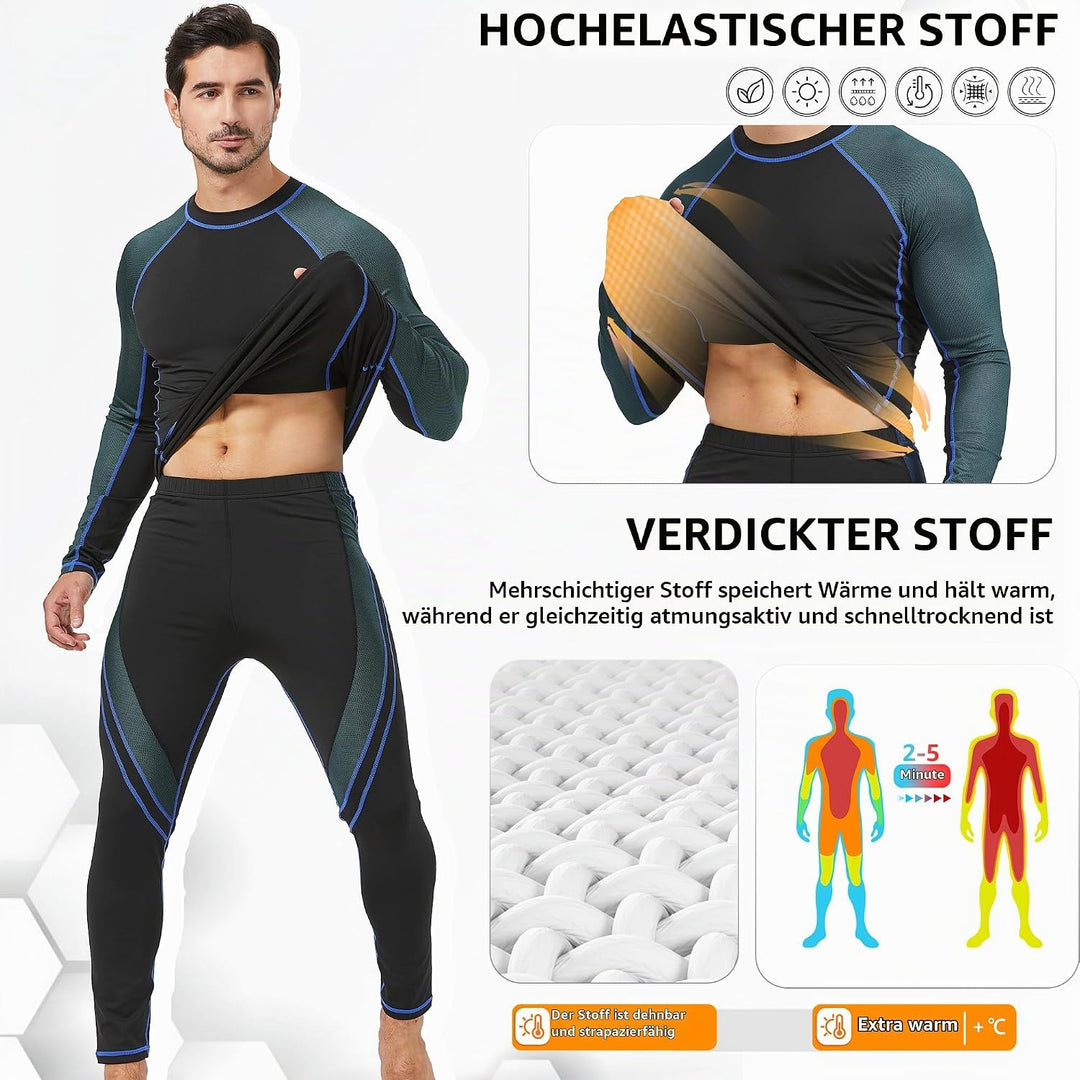 UNIQUEBELLA Thermo Unterwäsche Set, Funktionswäsche Herren Skiunterwäsche Winter Suit Ski Thermo-Unt