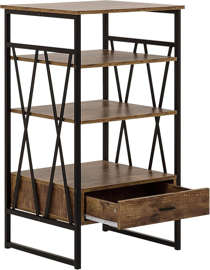 Beliani Regal braun Holzoptik 1 Schublade Faserplatte Keene