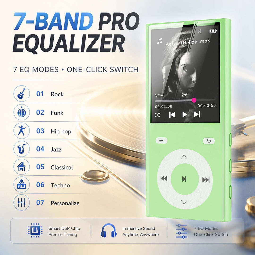 90GB MP3 Player Bluetooth 5.3, Musik Player 2 TF-Kartensteckplätzen