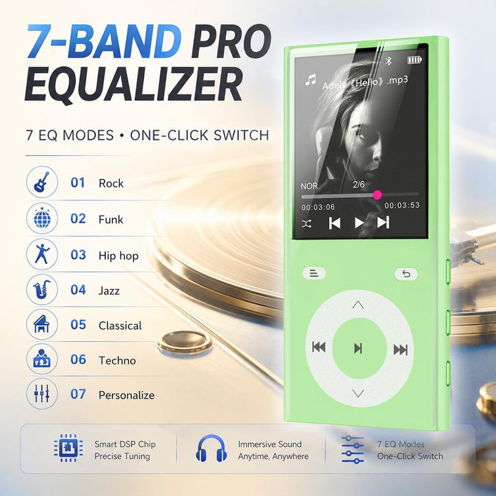 90GB MP3 Player Bluetooth 5.3, Musik Player 2 TF-Kartensteckplätzen