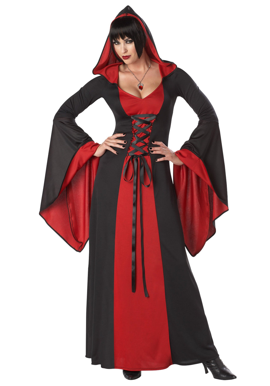 Aptafêtes – CS968925/S – Kleid mit Kapuze – Rot/Schwarz – Grösse S, S