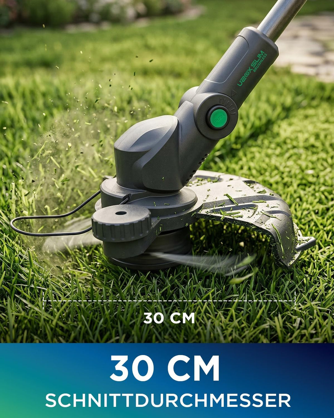 30 cm 20V Brushless 2-in-1 Akku Rasentrimmer &amp; Rasenkantenschneider Grau und Grün, Grau und Grün