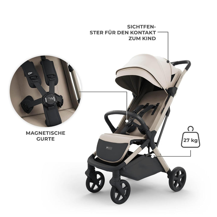 Kinderkraft NUBI 3 Buggy bis 22 kg, automatisch zusammenklappbar, grosse EVA-Räder, Mesh-Sitz, 5-Pun