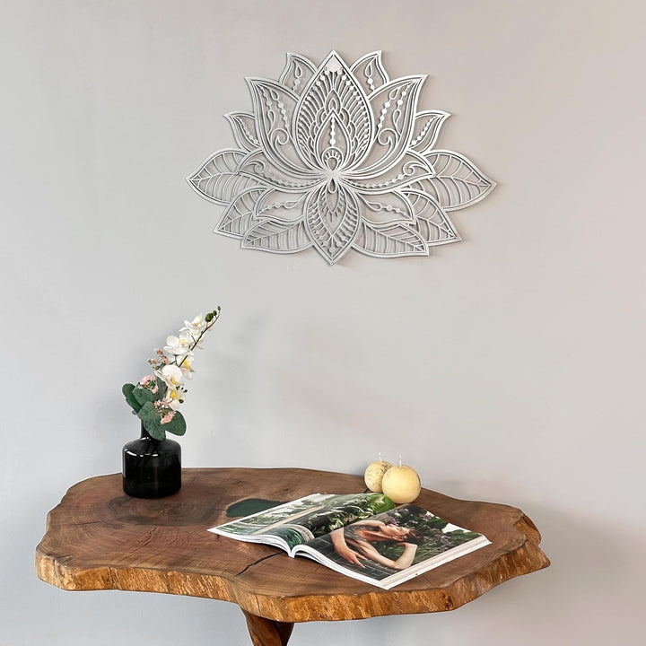 IWA CONCEPT 3D Mandala Metall Wanddekoration | Lotusblume Dekoration für Zuhause | Schlafzimmer Meta