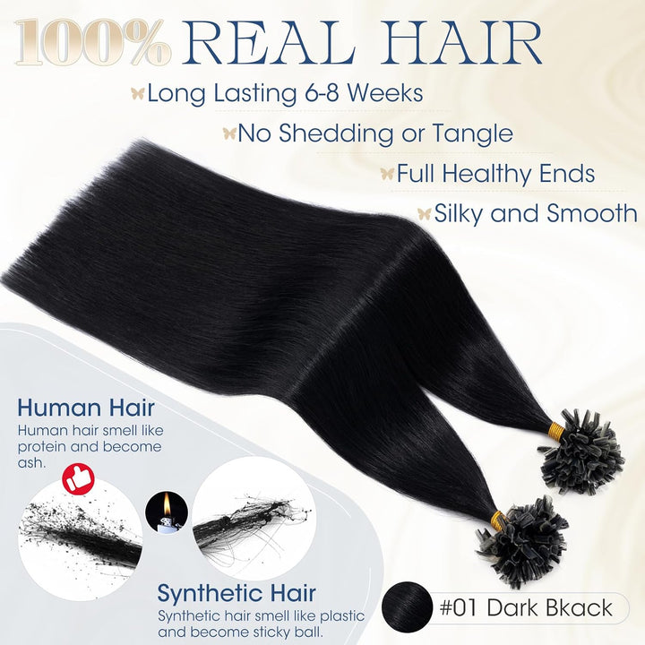 Elailite Extensions Echthaar Bondings 200 Stück 100g Haarverlängerung U-tips Keratin 50cm 