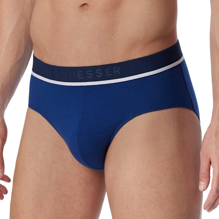 Schiesser Herren Slip L 6 X Blau / Schwarz, L 6 X Blau / Schwarz