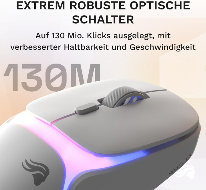 GLORIOUS Gaming Model O3 Wireless – gamingmus – Utbytbart InfinitePlay-batterisystem, 8 000-pollning