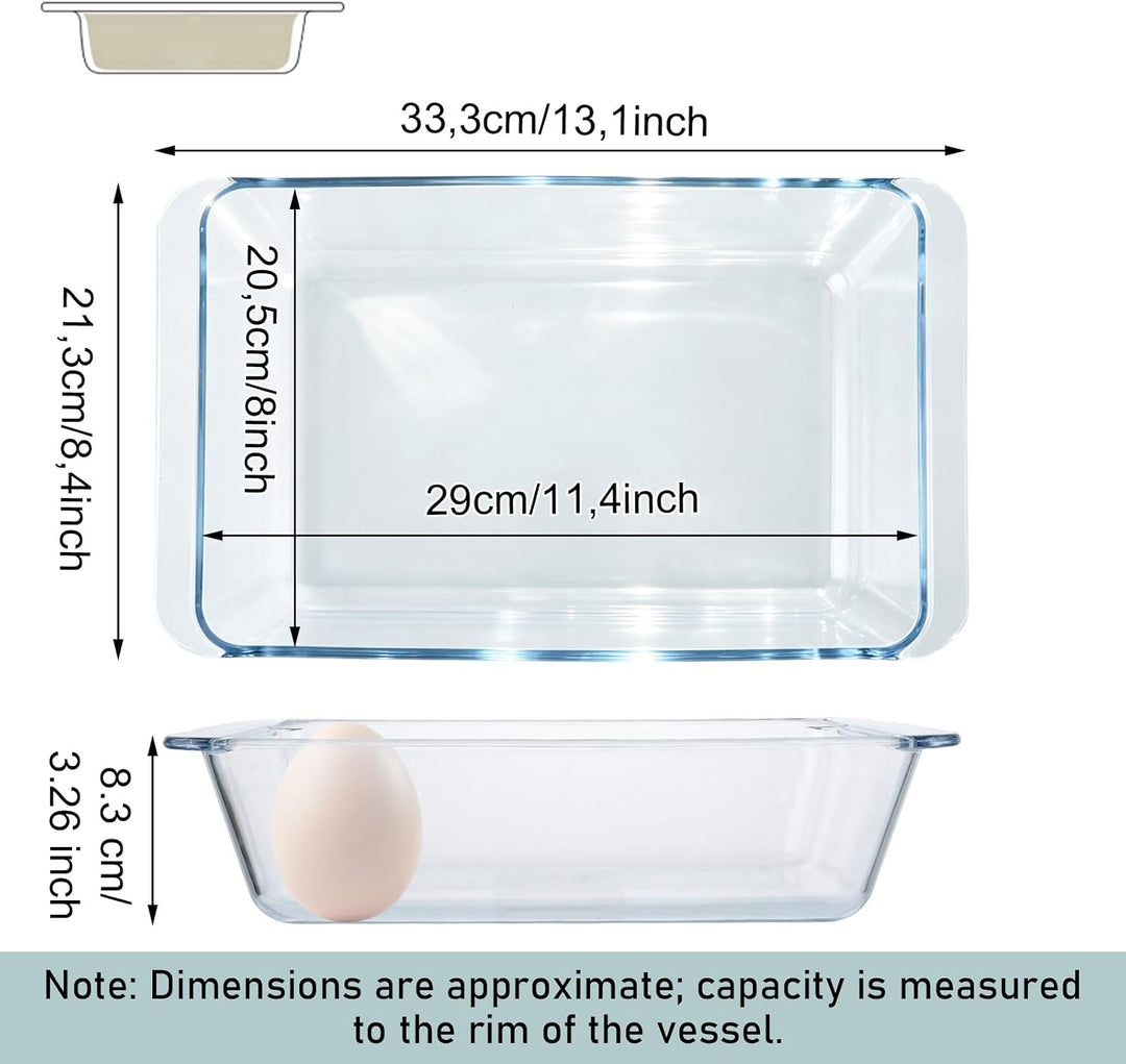 YAYODS Glas-Auflaufform 3500ML Rechteckig ohne Deckel, Mikrowellengeschirr 1 Stück,3500ml, 1 Stück,3