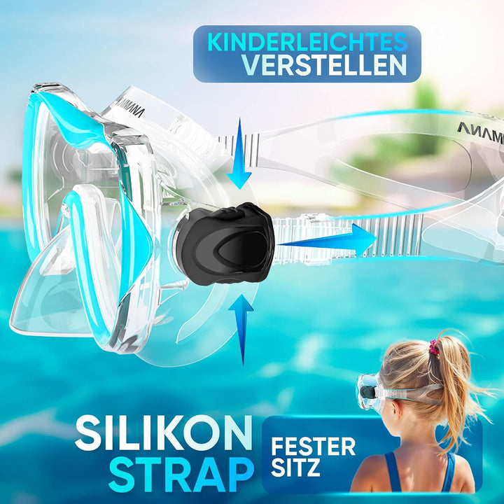 Das Neue KAIMANA® SeaExplorer Schnorchelset Kinder + Tragetasche, Taucherbrille mit Schnorchel, Tauc