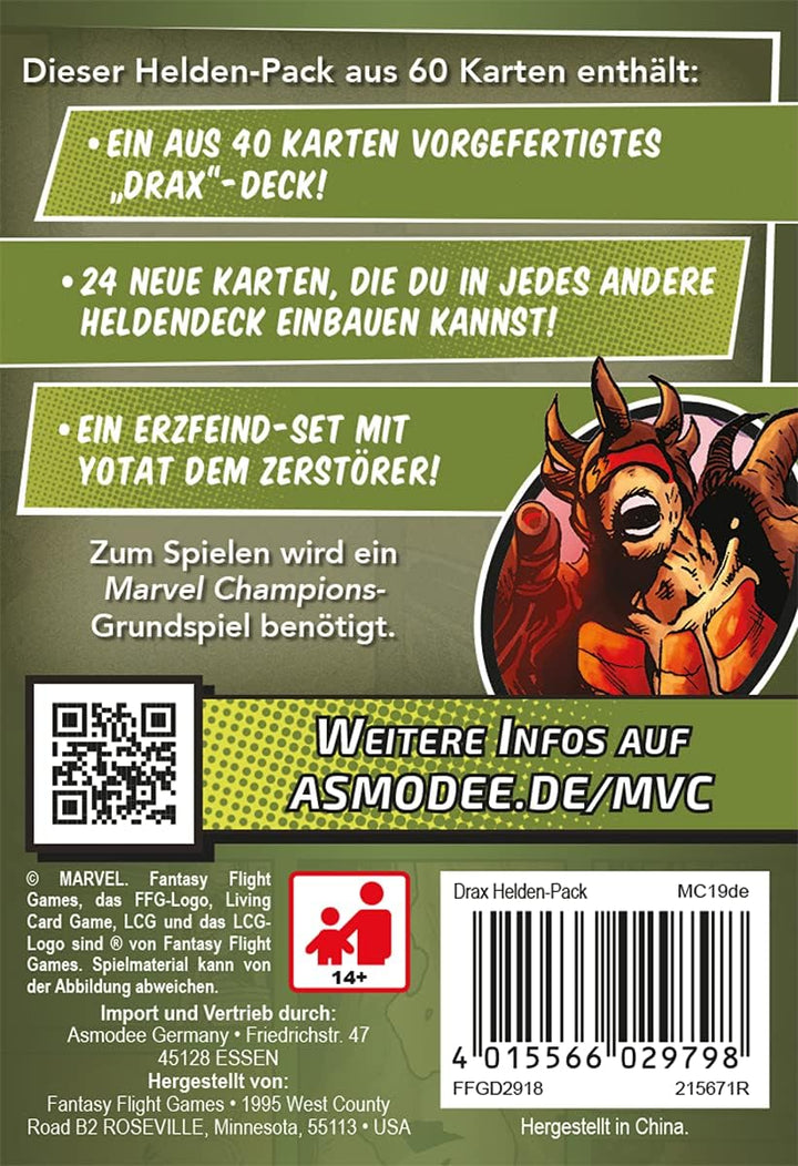 Fantasy Flight Games, Marvel Champions: LCG – Drax, Helden-Erweiterung, Expertenspiel, Kartenspiel,