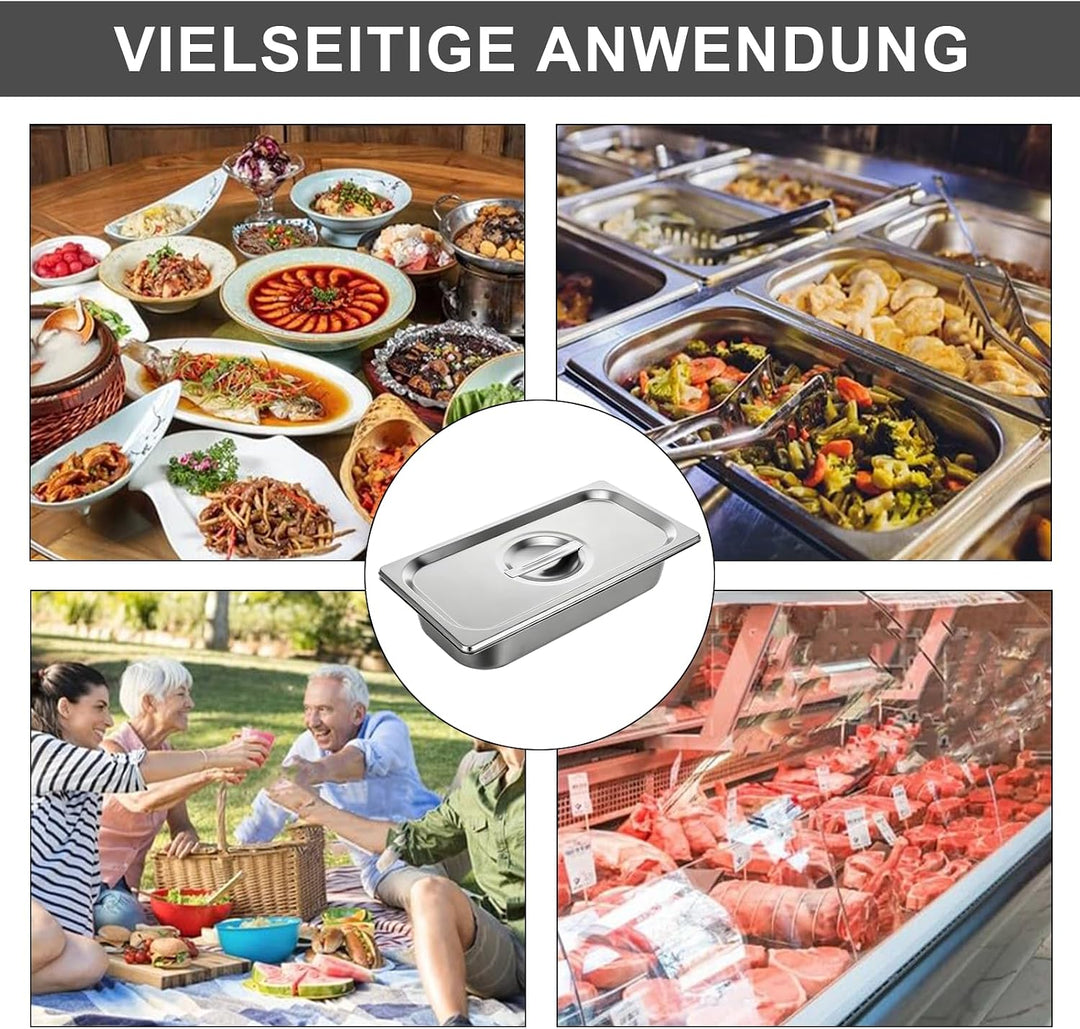 Panierschalen Set 6-teilig mit Deckel, GN 1/3 Behälter aus Edelstahl