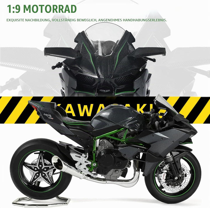 Risopen 1:9 KAWASAK Ninja H2R Motorradmodell, Metalllegierung, Druckguss, schwarzes Sport- und Rennm