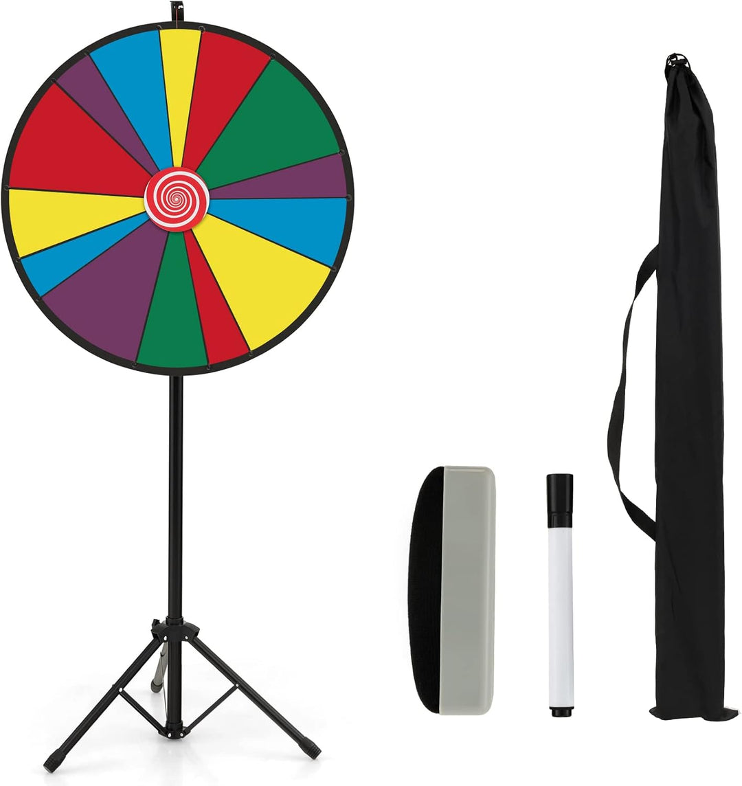 GOPLUS 30 Zoll Glücksrad mit höhenverstellbarem Metallboden, inkl. Radiergummi und Markierstift，Dreh