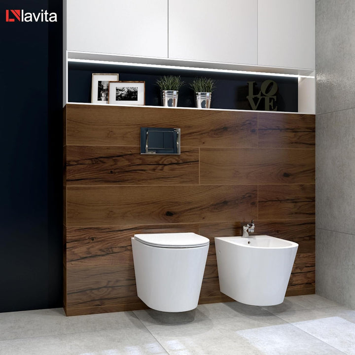 LAVITA Wand-WC Galve Hänge Toilette WC Sitz Toilettendeckel mit Absenkautomatik &amp; Metallscharniere T
