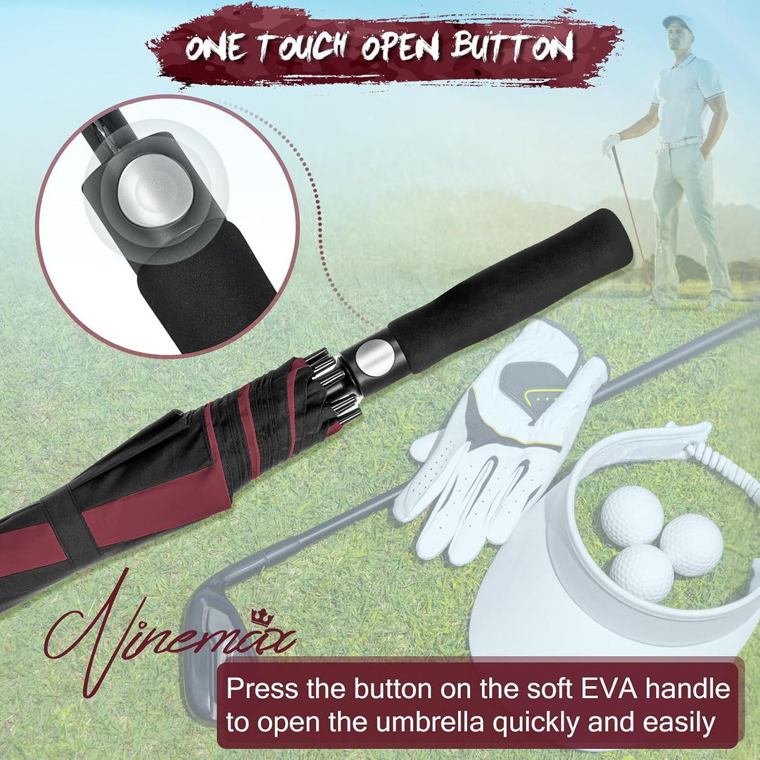 NINEMAX Golfschirm Gross 62/68 Inch Golf Regenschirm Sturmfest Automatik Öffnen Golf Regenschirm Dop