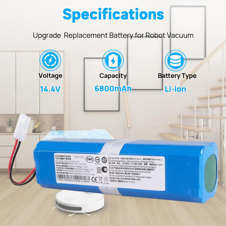 6800mAh Batterie Kompatibel mit Rowenta X-Plorer Serie 95, SS-2230002529