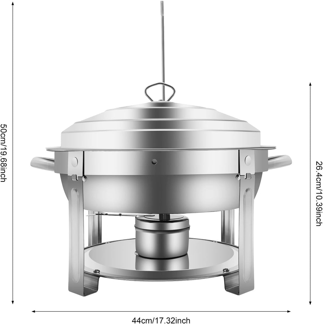 Edelstahl Chafing Dish, 7.5 L Speisenwärmer, Warmhaltebehälter Suppentopf, Runde Edelstahl Chafing D