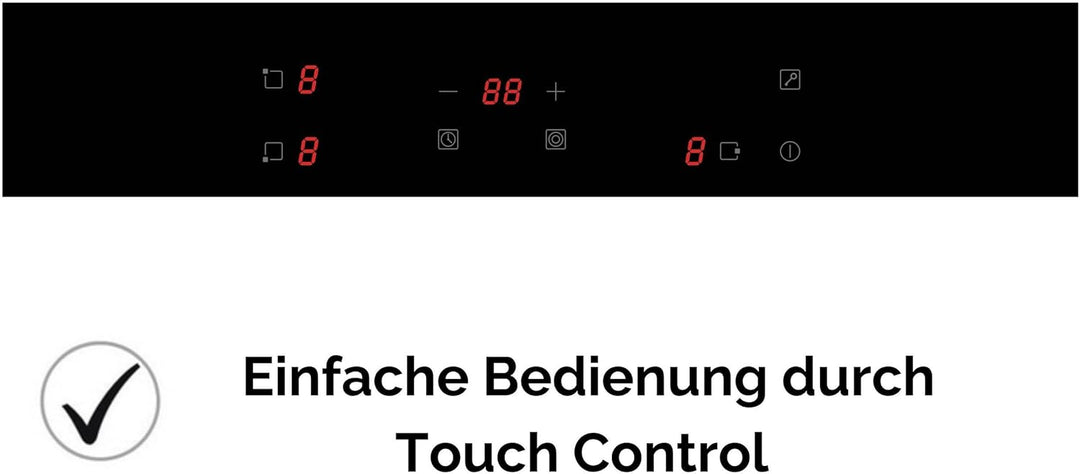 PKM Glaskeramik-Kochfeld 45 cm breit 3 Zonen rahmenlos Touch Control Timer