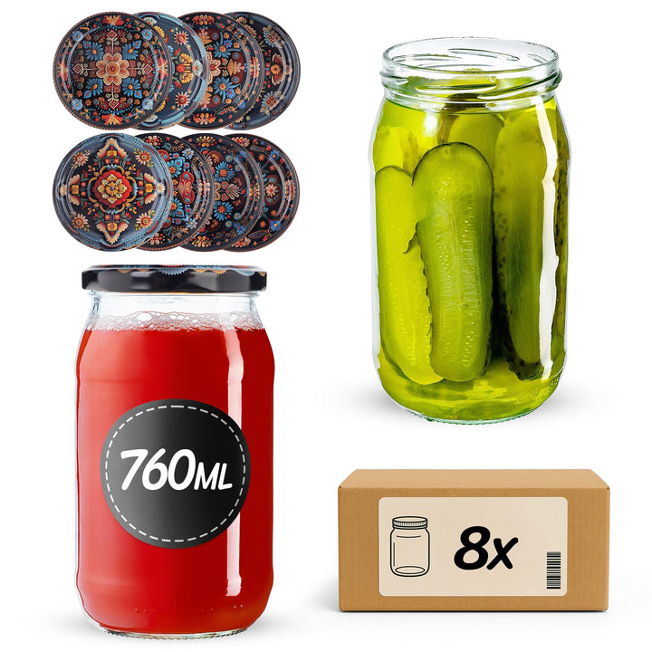 KADAX Einmachgläser 760ml TO82, Grosse Sturzgläser mit Schraubdeckel, Einkochgläser Fermentierglas f