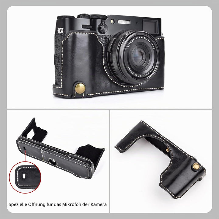 MUZIRI KINOKOO PU-Leder Tasche für Fuji X100VI, schützende Halbhülle, kompatibel mit Fujifilm X100VI
