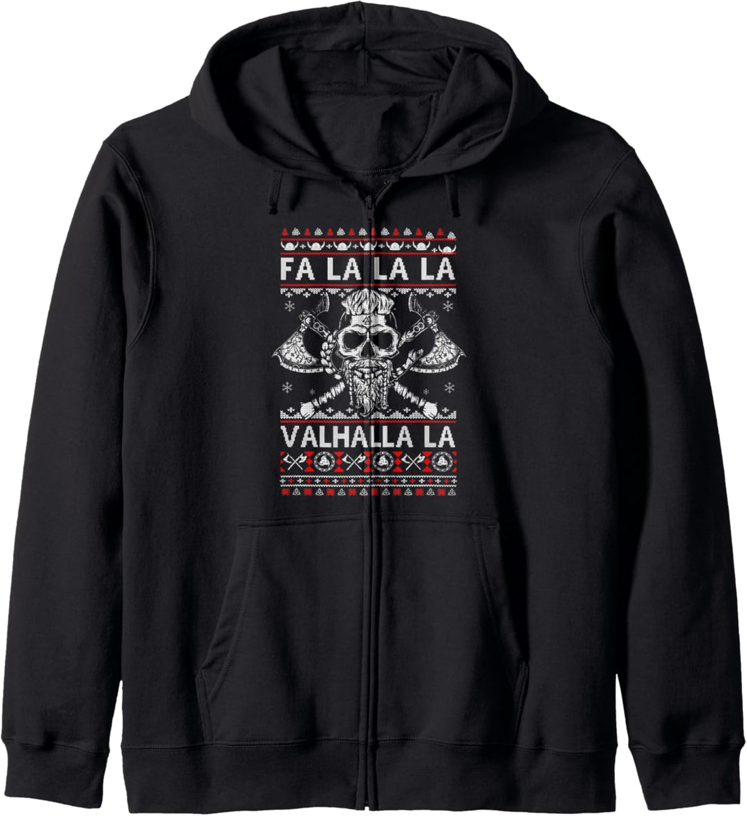Fa La La Valhalla Wikinger-Totenkopf, hässlicher Weihnachtspullover Kapuzenjacke