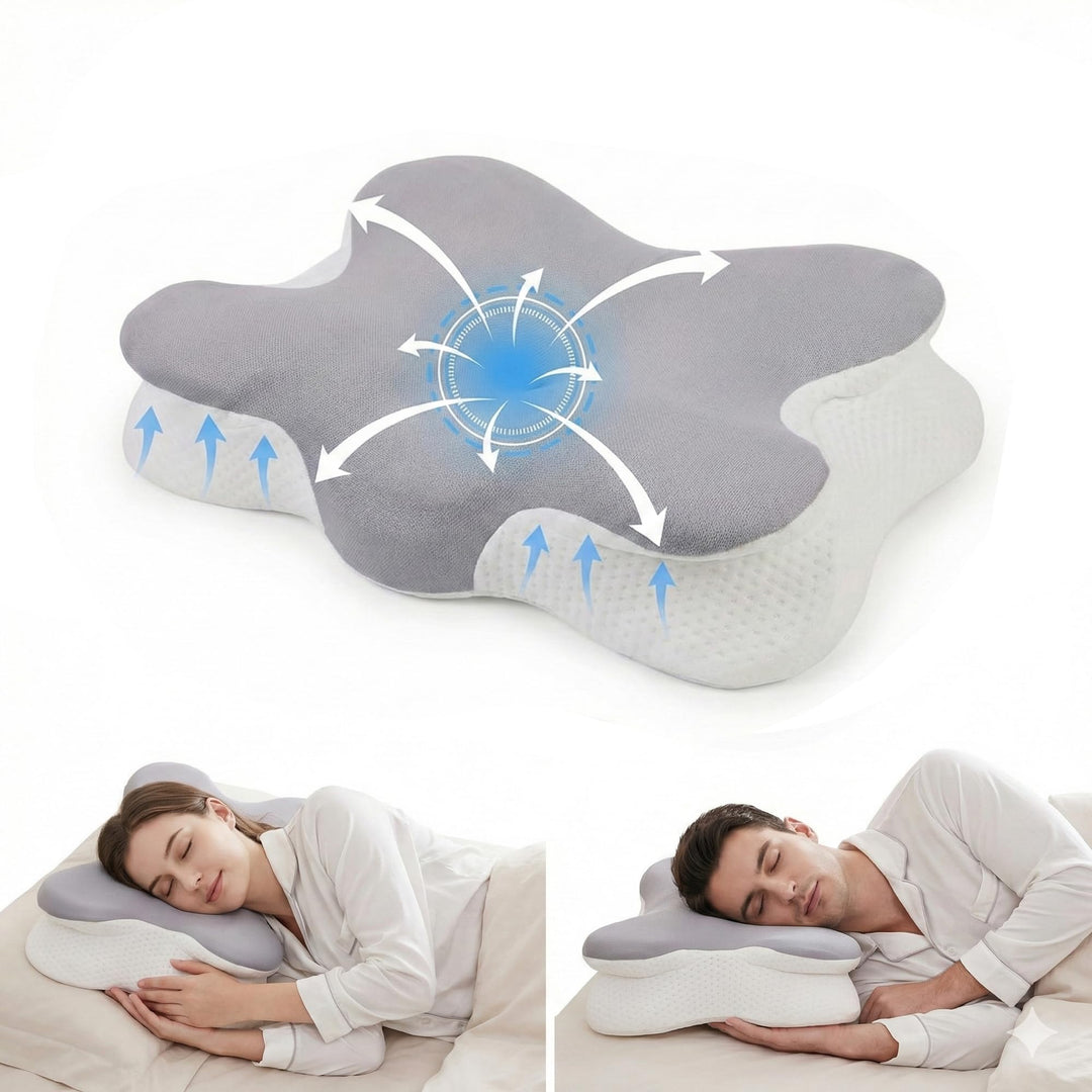 Nackenkissen Memory Foam 65x38cm, Ergonomisches Kopfkissen für Nackenschmerzen, Orthopädisches Schme