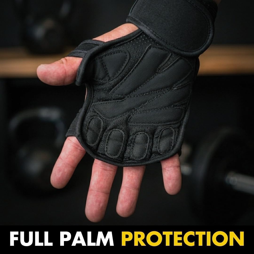 Atmungsaktive Gewichtheber-Handschuhe mit Handgelenkbandagen, vollständiger Schutz der Handfläche, e