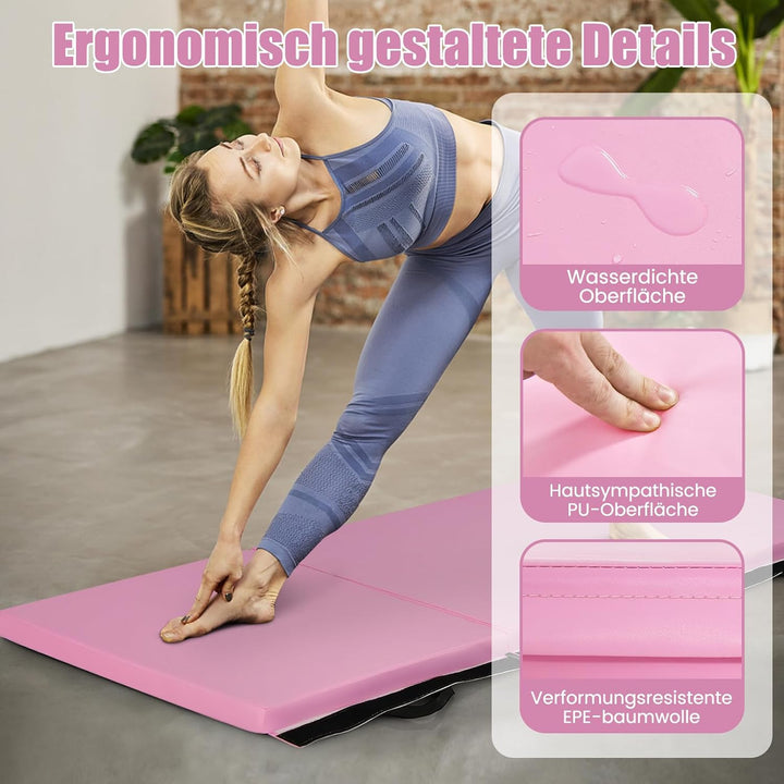 COSTWAY 180 x 60 x 5 cm Weichbodenmatte klappbar, Gymnastikmatte tragbar, Yogamatte wasserabweisend,