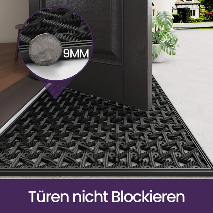 DEXI Fussmatte Aussen 61 x 91 cm, rutschfeste &amp; Wetterfest, Schwarz Schwarz 61 x 91 cm (Rechteckig),