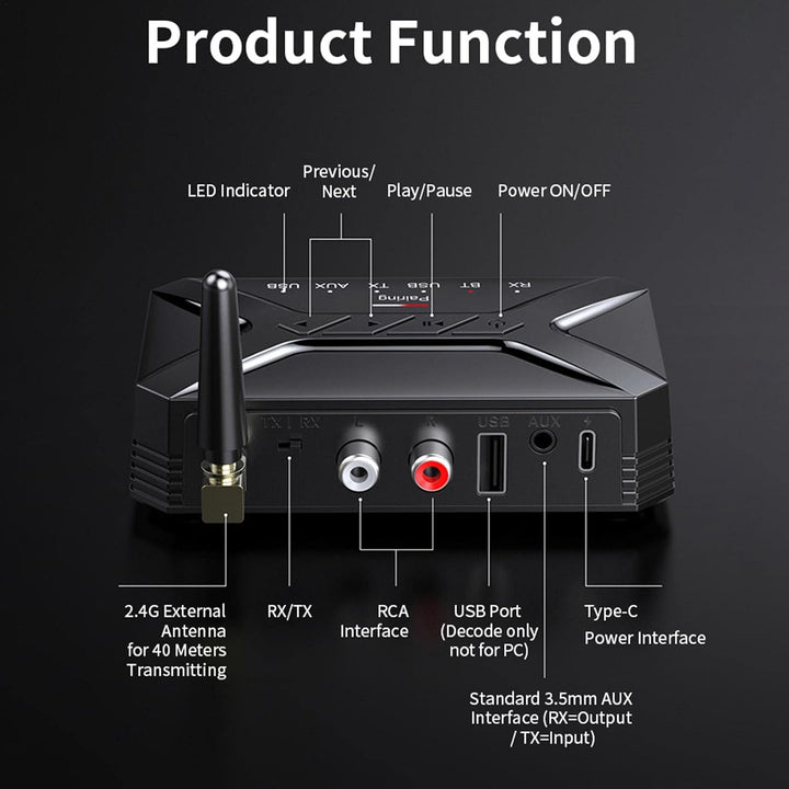 Stereo-Receiver mit | Audio-Adapter für HD-Heimstereo-Musik-Streaming-Soundsystem - für Heimmusik-St