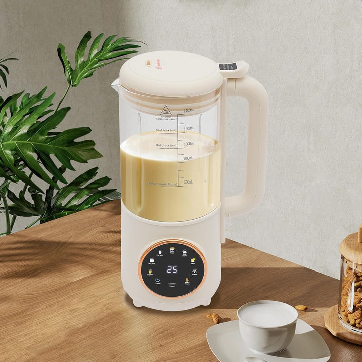 Sojamilchbereiter 600W 1400ml Nussmilch Maschine mit Touch-LED-Display und 16 Klingen Pflanzenmilchb