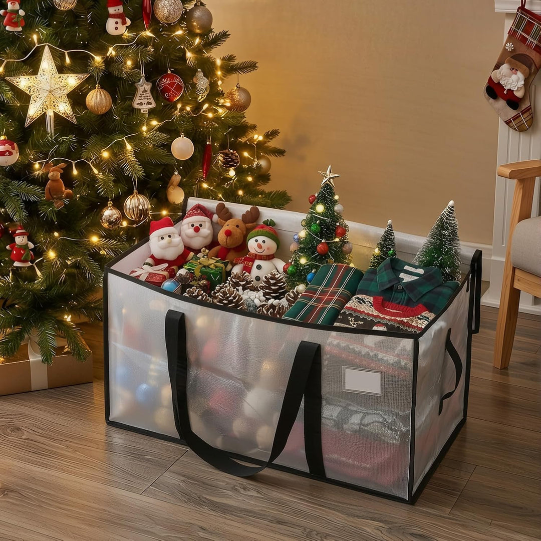 Velway 4 Stück 95L Aufbewahrungstasche, Heavy-Duty Weihnachtslager Transparente Umzugskartons Gross