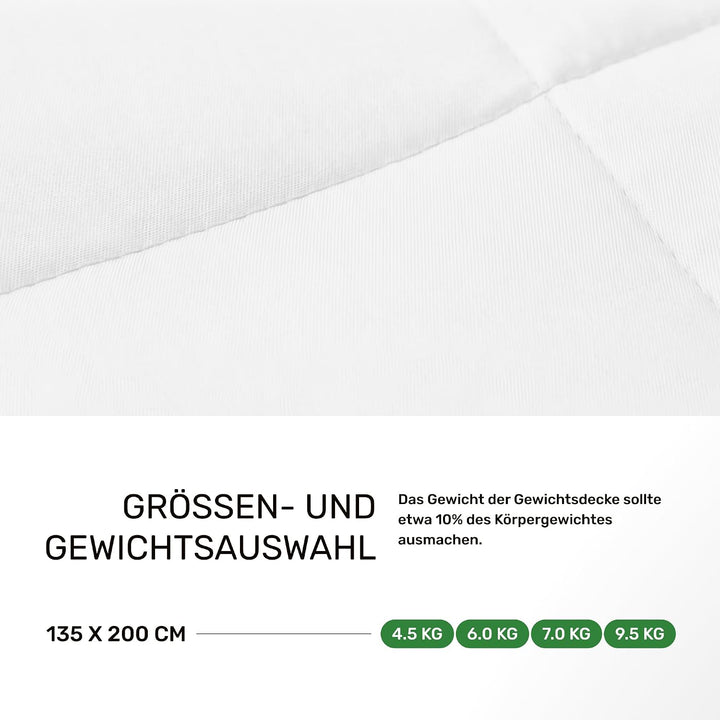 Dailydream Gewichtsdecke 135x200cm, 7,5 kg, Fleece, Weiss Weiss 135x200cm|7,5kg, Weiss 135x200cm|7,5