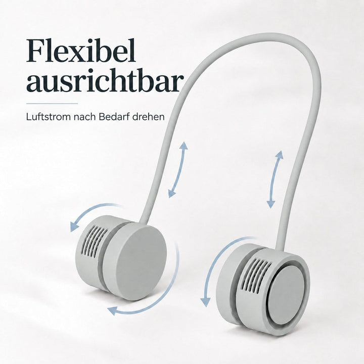 Nackenventilator tragbar USB-C, 180 g Halsventilator kabellos mit 3 Windstufen, Aromafunktion, flexi