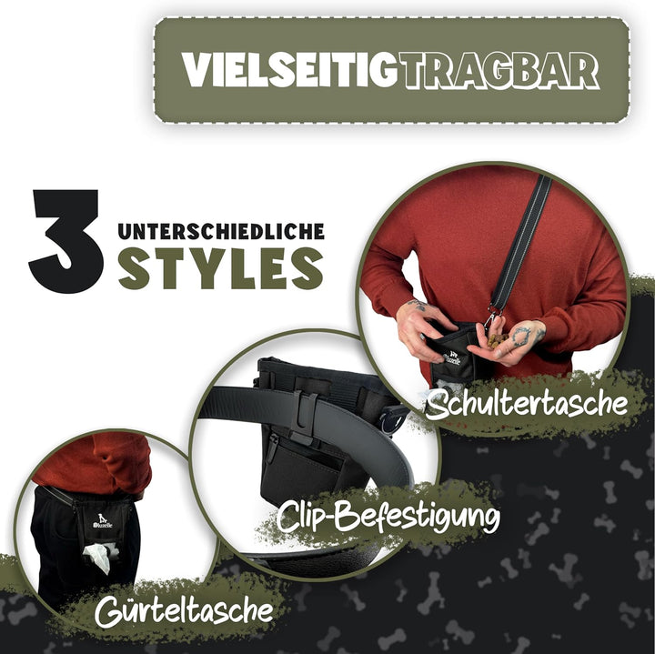 SnackKeeper Multifunktion, Leckerlibeutel Magnetverschluss, Futtertasche 650ml Trockenfutter, Snackb