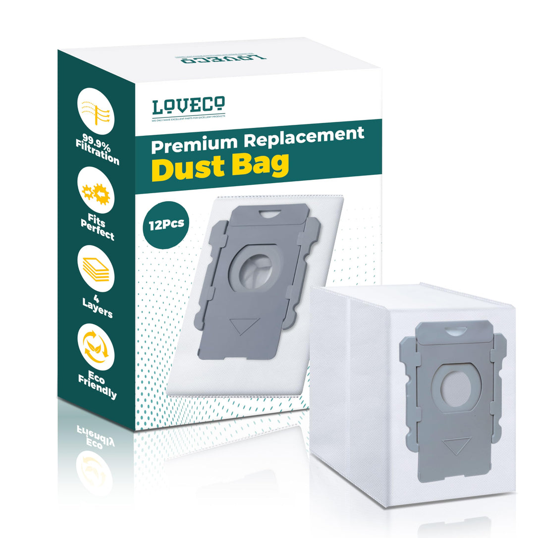 LOVECO 12 Stück Staubbeutel Kompatibel für iRobot Roomba i7 i7+ i7 Plus S9 S9+ s9 Plus i8+ i3+ i4+ i