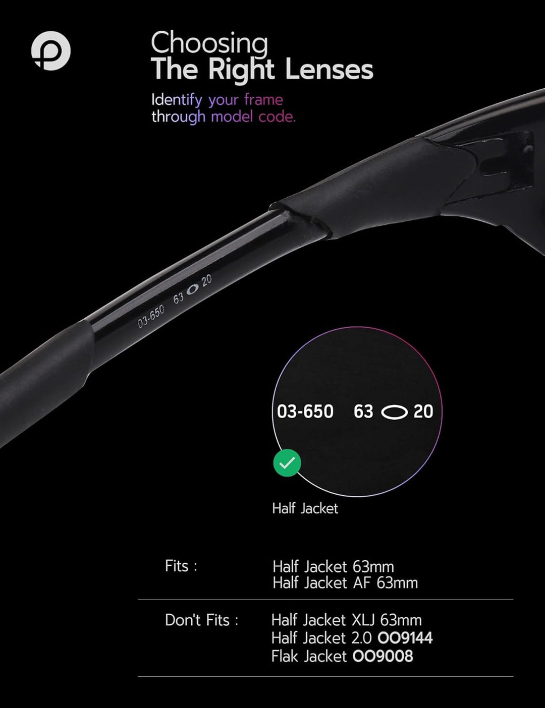 PapaViva Ersatzgläser und Gummi-Sets für Oakley Half Jacket Midnight Sun - Polarized, Midnight Sun -
