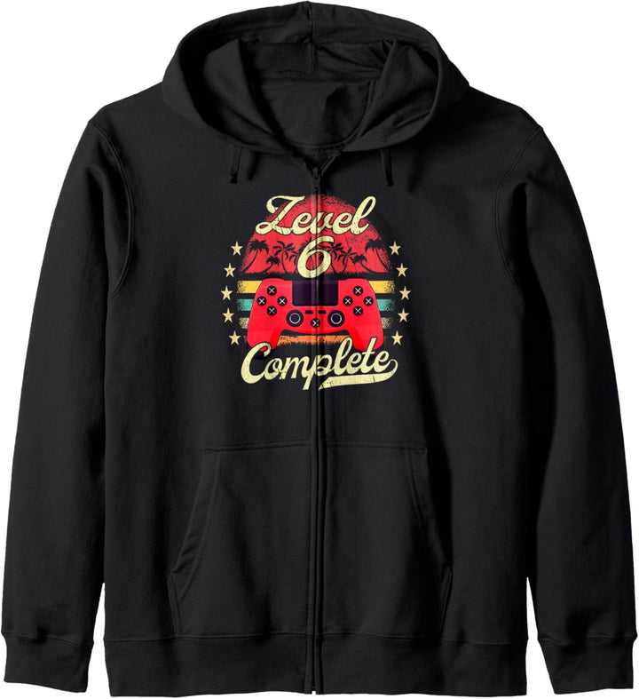 Level 6 Complete Männer Gamer 6 Jahre Junge 6 Geburtstag Kapuzenjacke