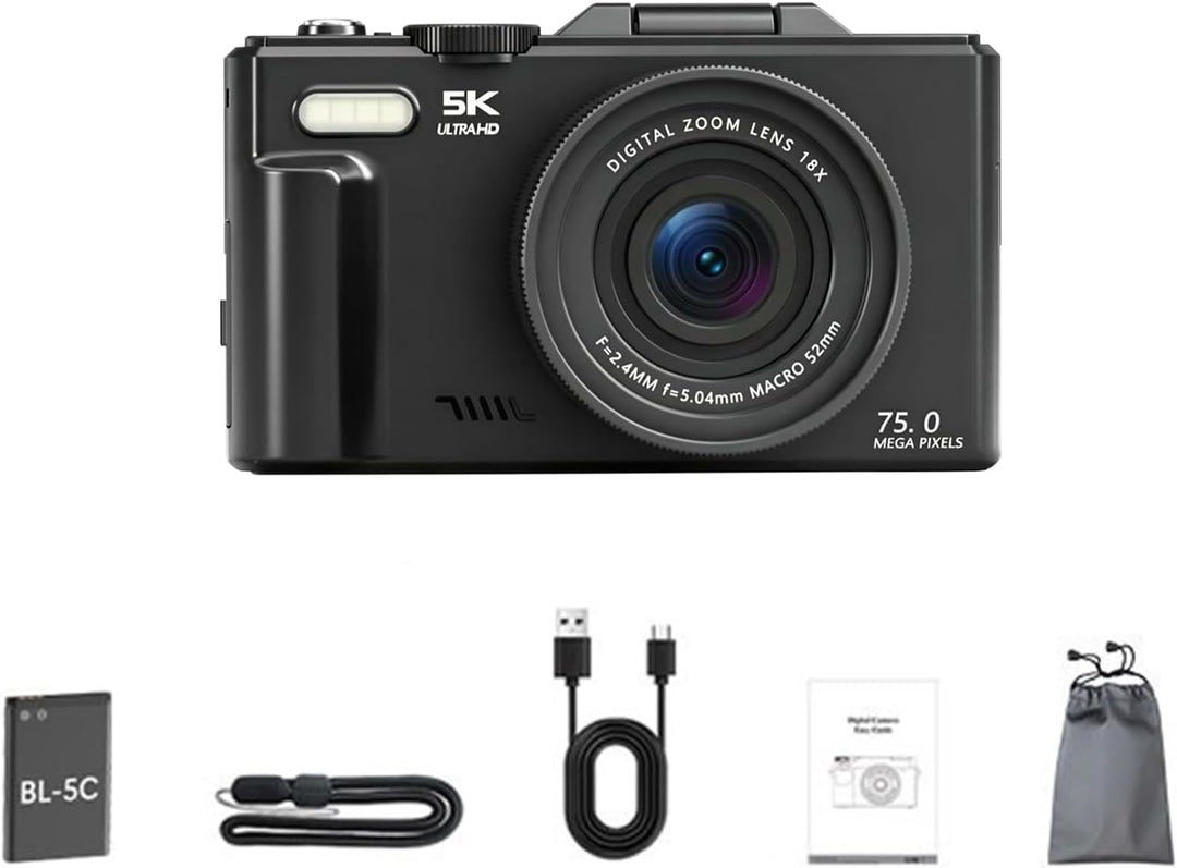 Digitalkamera mit umklappbarem Display 5K Autofokus Vlogging Kamera