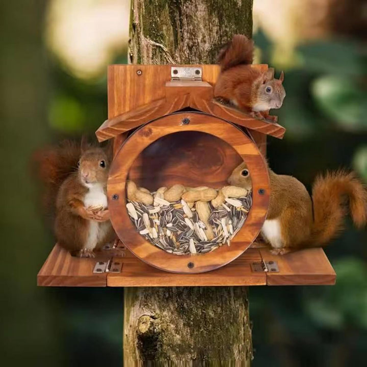 Eichhörnchen Futterhaus Aus Holz, Streifenhörnchen Futterstation Mit Belüftungslöchern, wetterfeste