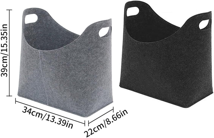 Filz-Brennholzkorb, faltbare Kamin-Aufbewahrungstasche, Kamin-Holzträgerhalter, Schwarz | Holzträger