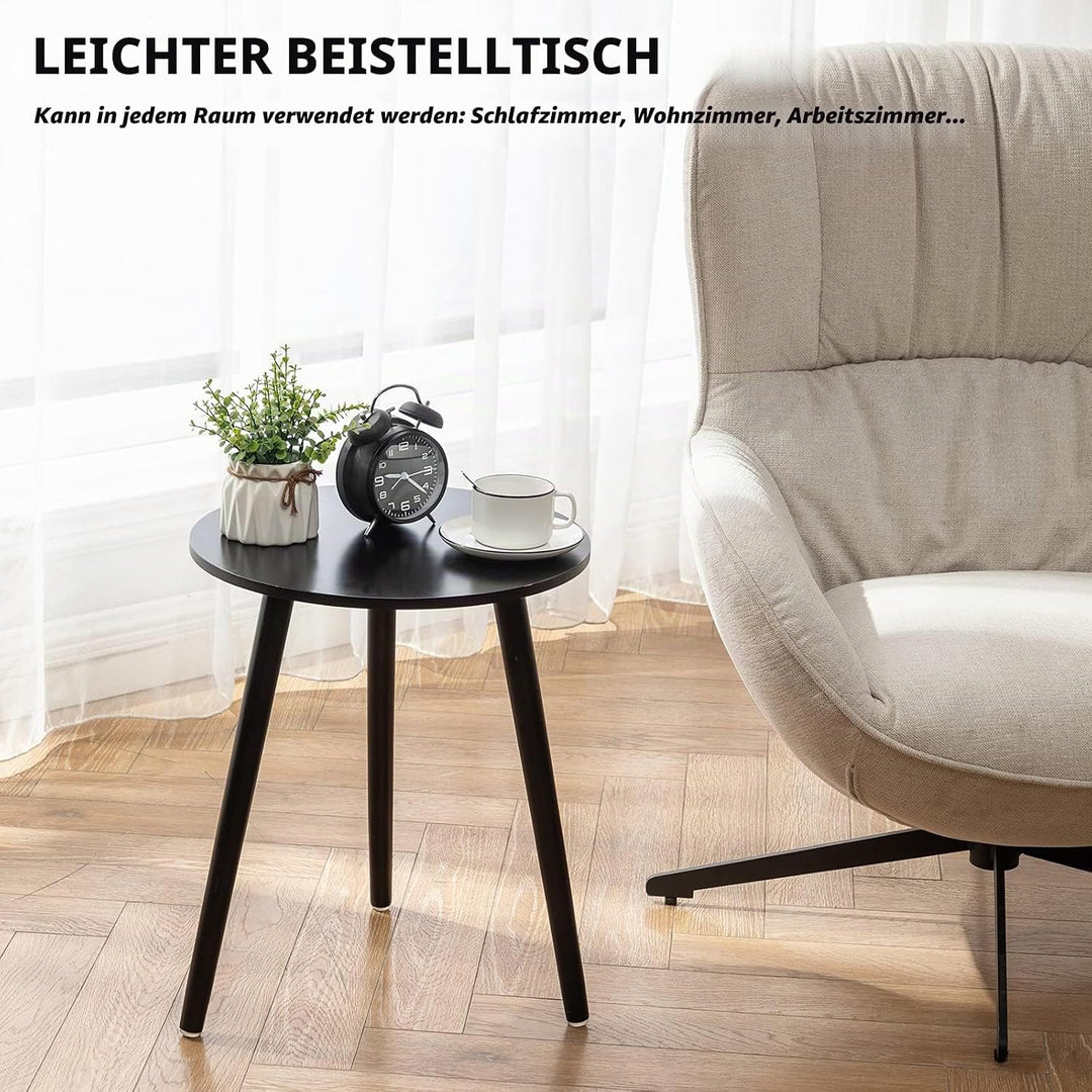 YOUDENOVA Beistelltische Holz, Couchtisch rund, Ø42x52cm, Wohnzimmertisch, Nachttisch mit Tablett, S