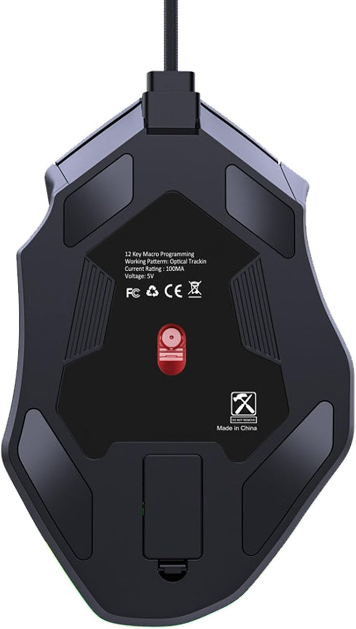 Eujgoov Kabelgebundene Gaming Maus 12800 DPI 12 programmierbare Tasten RGB LED Beleuchtung für PC La