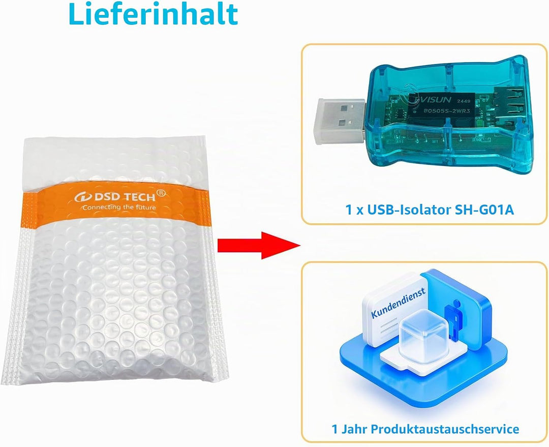 DSD TECH SH-G01A USB Izolator mit ADUM3160-Chip 12 m(Blau), Blau