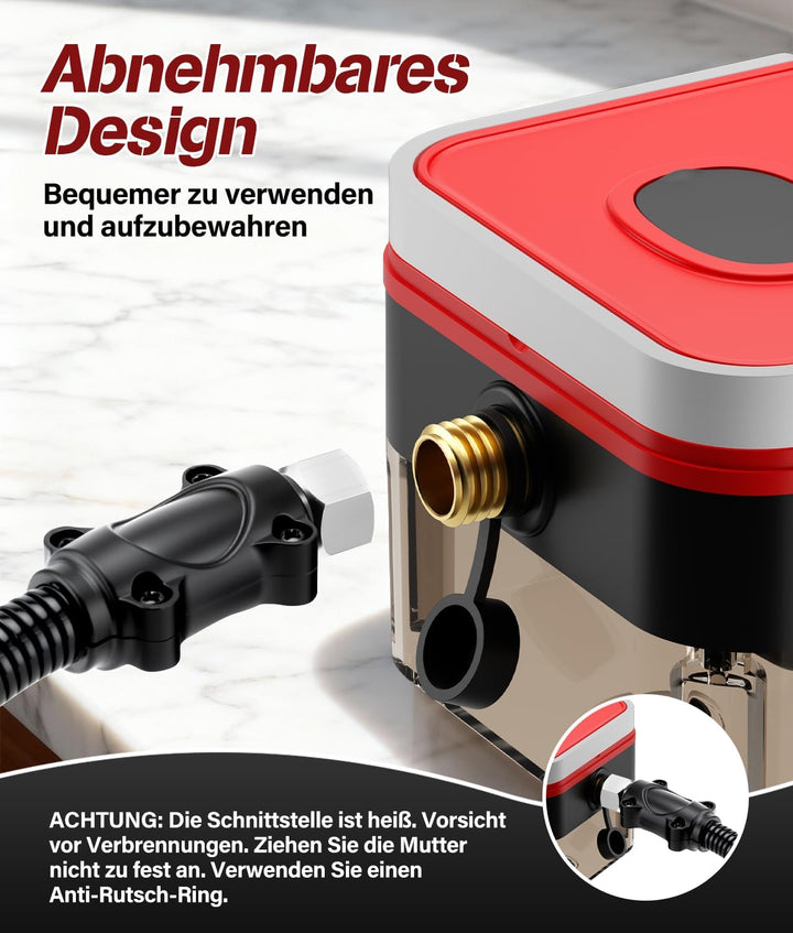 Dampfreiniger multifunktional für den Heimgebrauch, 1200 ml Wassertank, LCD-Display und verstellbare