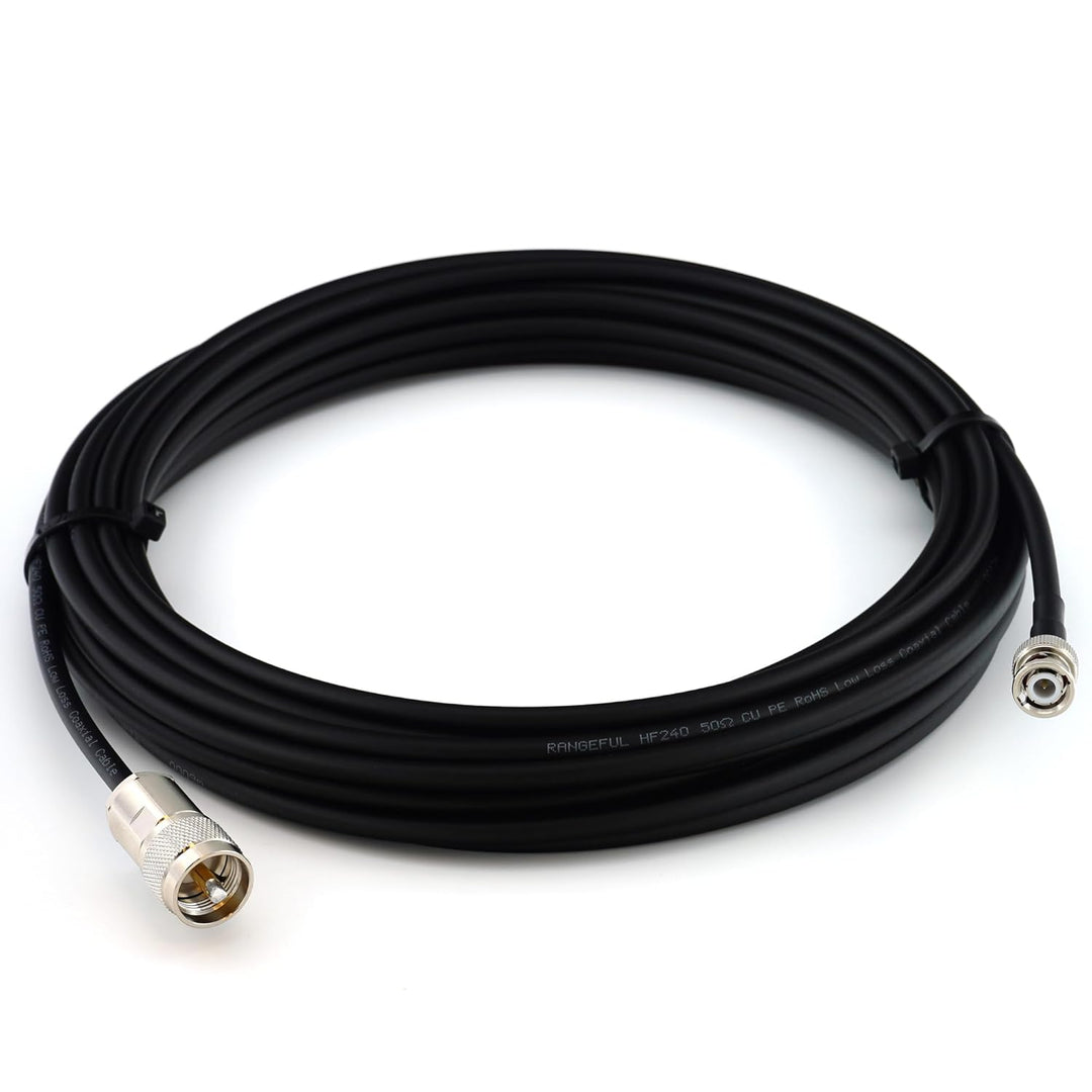 10m BNC Stecker auf PL259 UHF Koaxialkabel — BNC PL Verlängerungskabel HF-240 (LMR 240 Äquivalent) 1