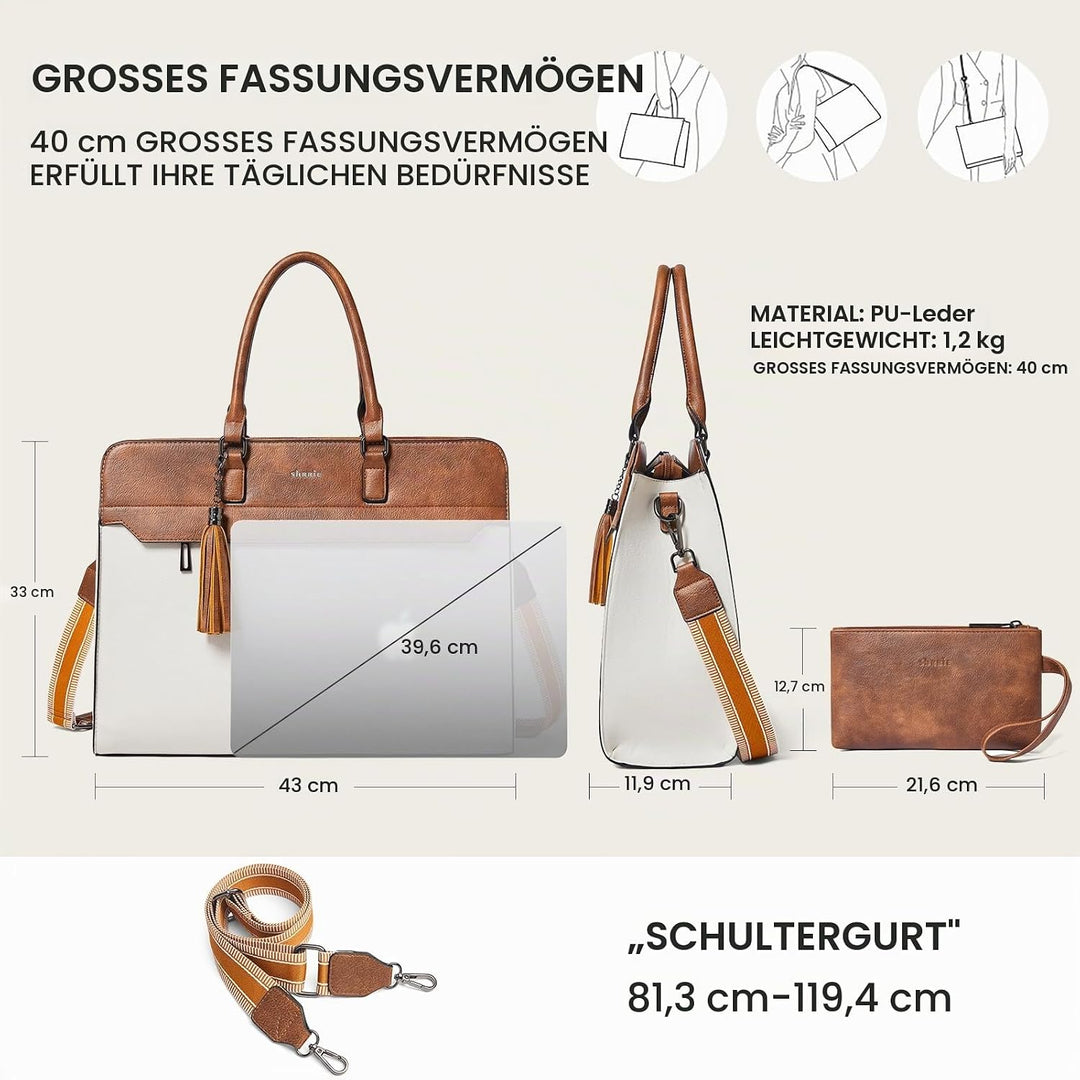Shrrie 15.6in-Laptoptasche ür Männer und Frauen anwendbar, wasserfeste Arbeitstasche LaptopTote Bag,