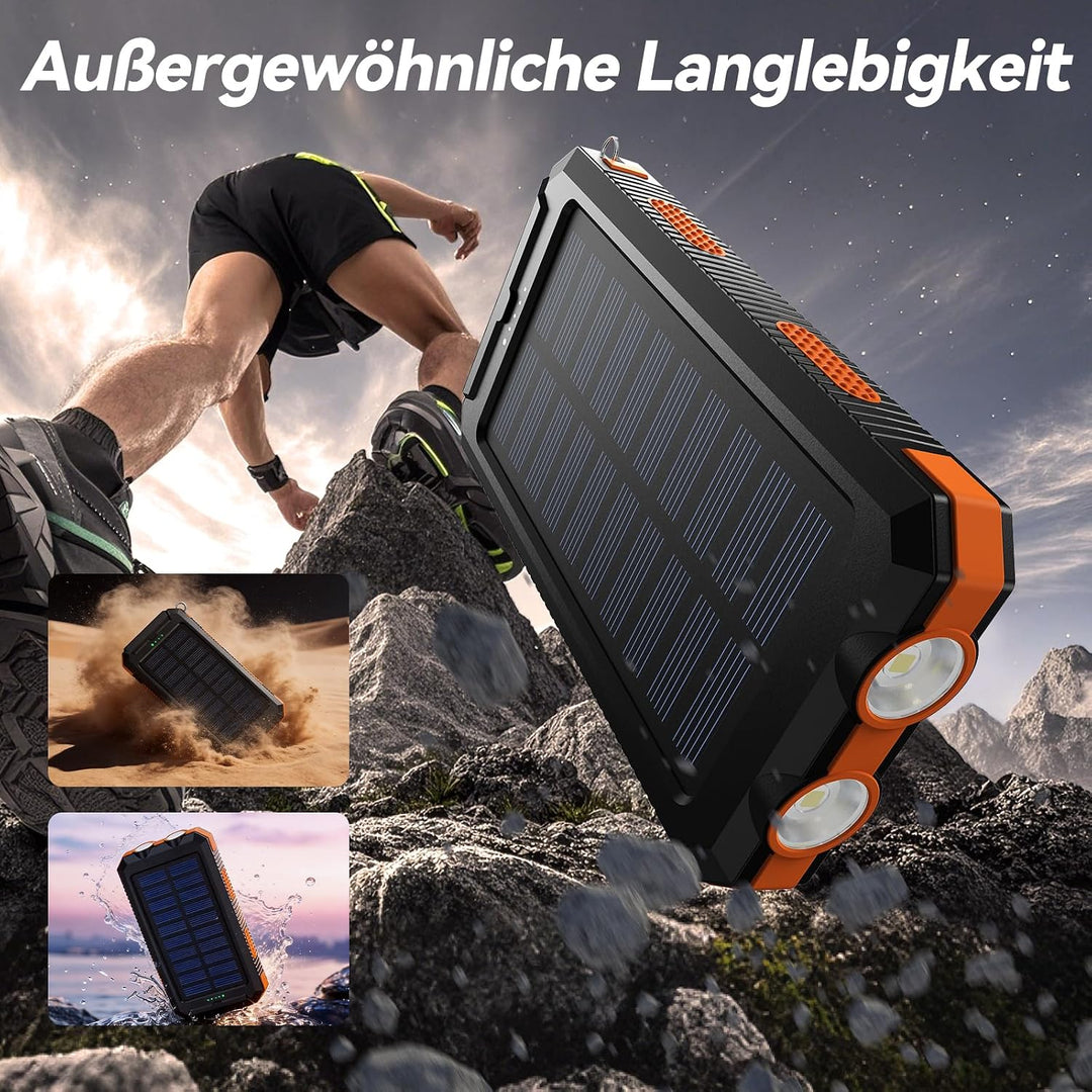 Vikeri Solar Powerbank 26800mAh, Tragbares Solarladegerät Gelb, Gelb