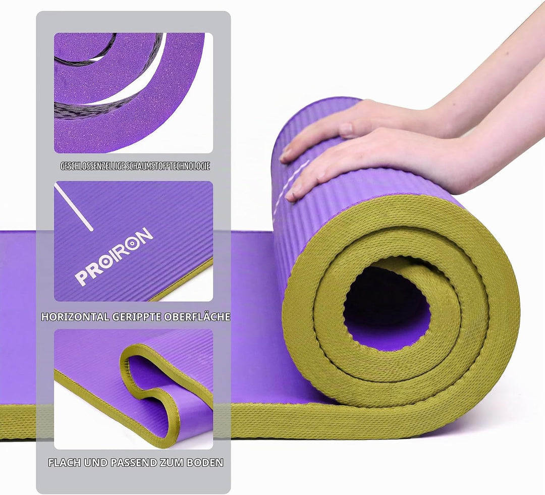 PROIRON Gymnastikmatte, Turnmatte für Zuhause mit Tragegurt Trainingsmatte Rutschfest, Yoga Matte Di